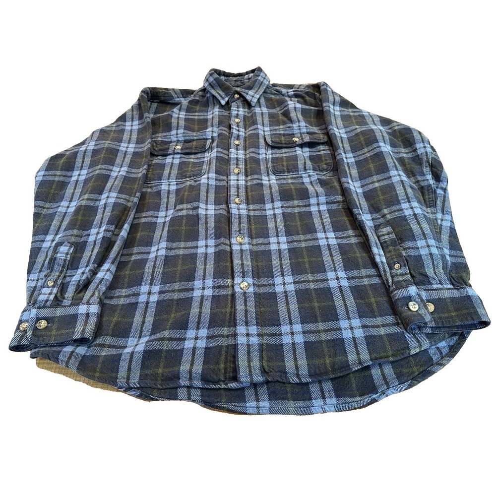 Moose Creek Plaid Flannel Shirt Mens 100% Cotton Workwear Outdoor Size XL Tall